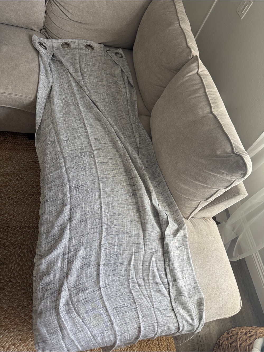 4 Light Gray Textured Grommet Curtain Panel. Each panel 36x81- Home Bedding